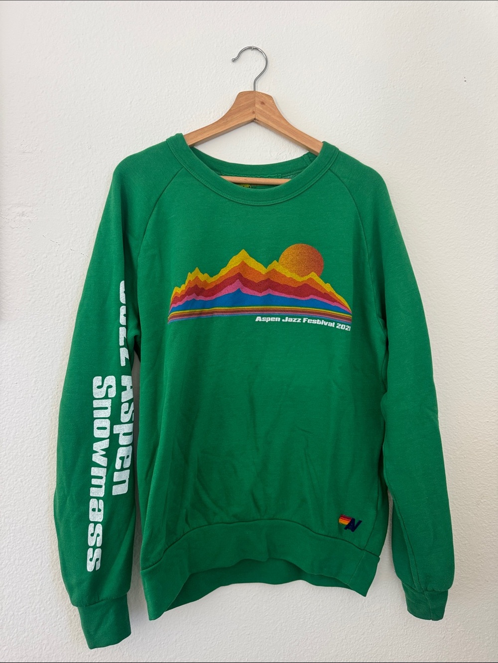 Aviator Nation Green Aspen Jazz Festival Graphic Crewneck Sweatshirt 2021